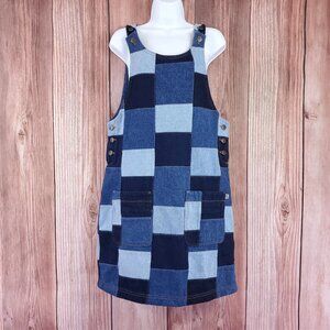 Lucy & Yak Womens Size 4 Layla Denim Dress in Paige Patchwork Blue Cotton Rare